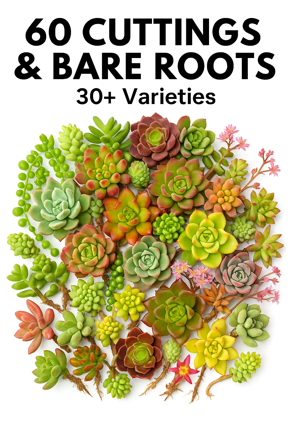 FLASH SALE - Today only 🌵 Succulent Cuttings – 40 Pack Mixed, 20+ Varieties
